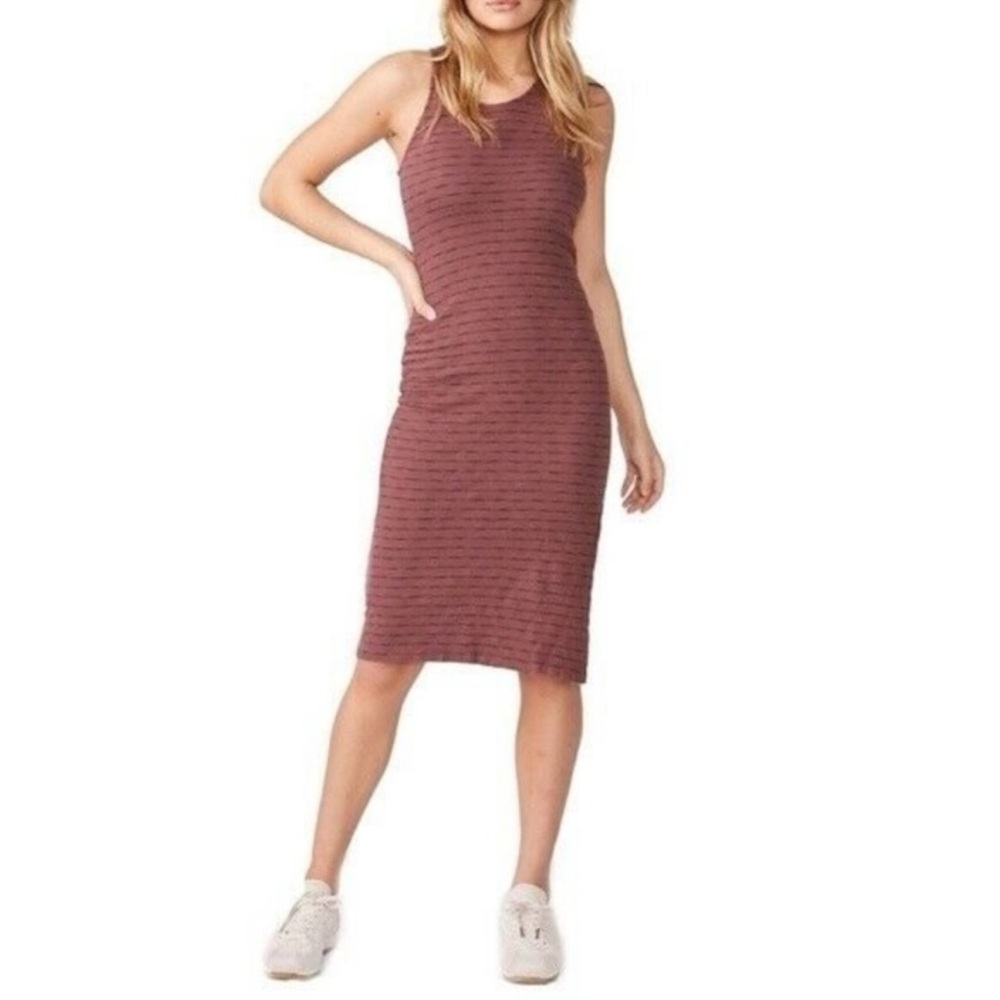 MONROW Stripe Tank Dress w/ Side Slit in Purple & Black - L